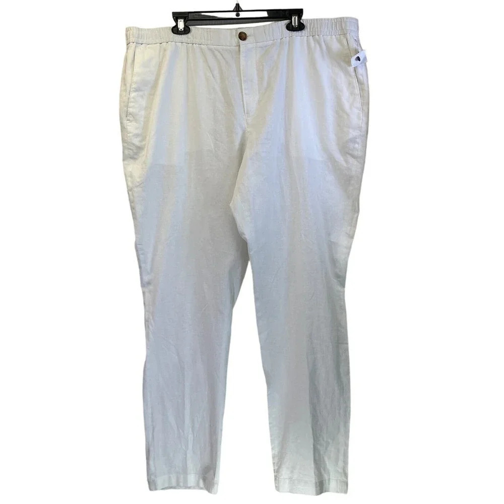 14Th &Union Womens 2XL White Slim Fit Linen Blends Pants NEW